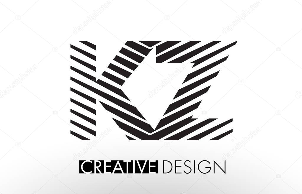 KZ K Z Lines Letter Design with Creative Elegant Zebra Vector Illustration.