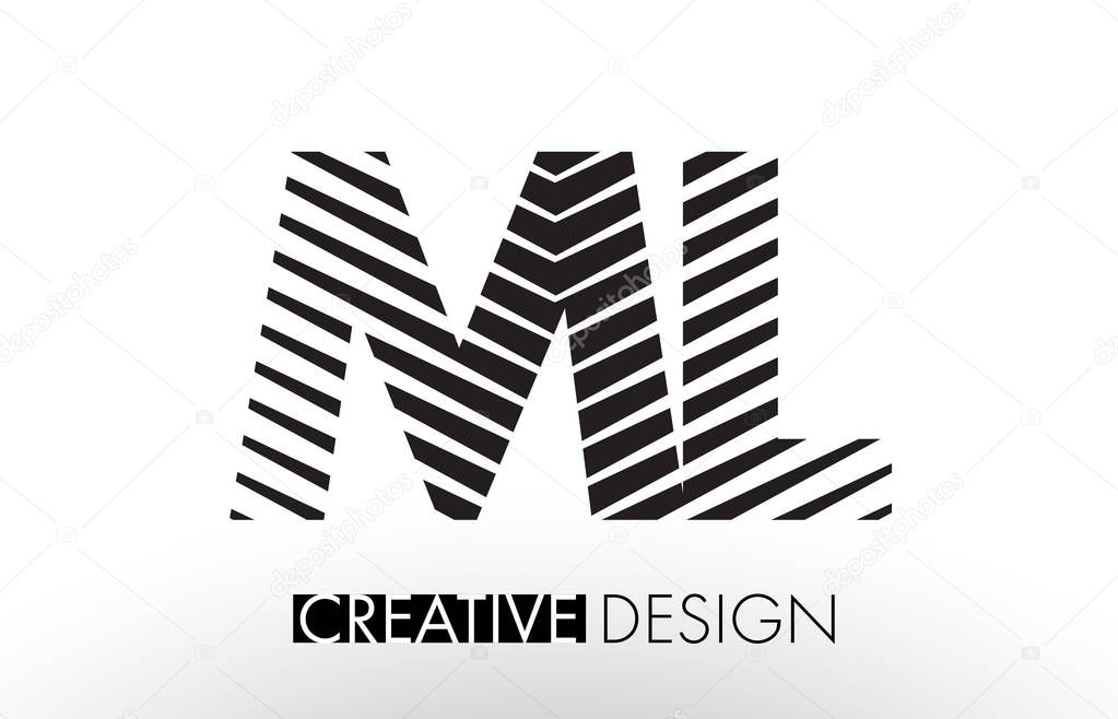 ML M L Lines Letter Design with Creative Elegant Zebra Vector Illustration.