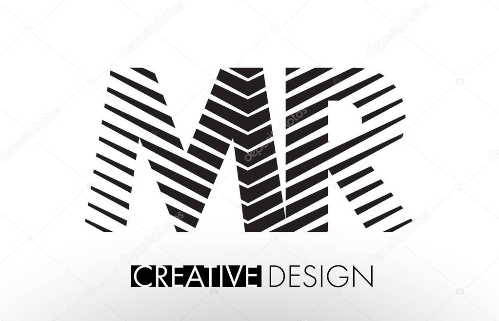 MR M R Lines Letter Design with Creative Elegant Zebra Vector Illustration.