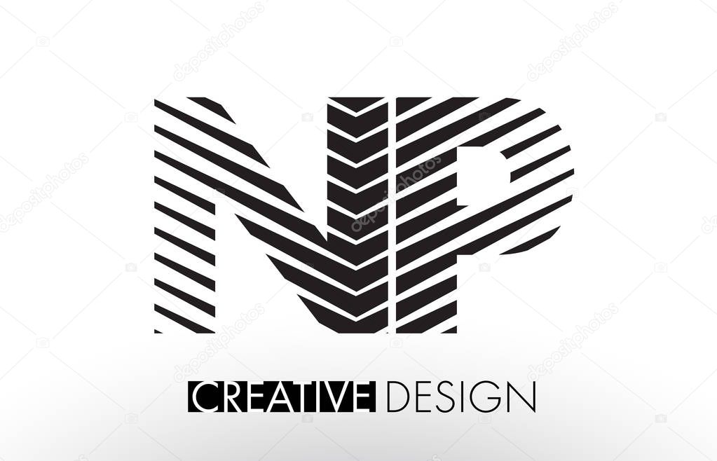 NP N P Lines Letter Design with Creative Elegant Zebra Vector Illustration.