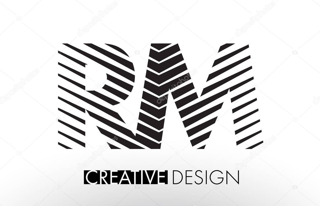RM R M Lines Letter Design with Creative Elegant Zebra 