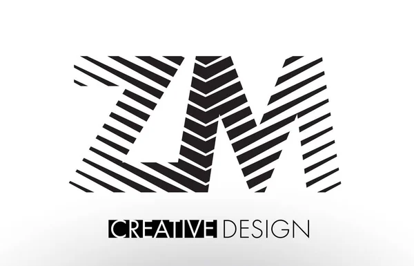ZM Z M Lines Lettre Design avec Creative Elégant Zebra — Image vectorielle