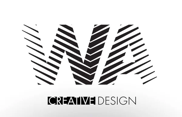 WA W A Lines Letter Design com Zebra elegante criativo — Vetor de Stock