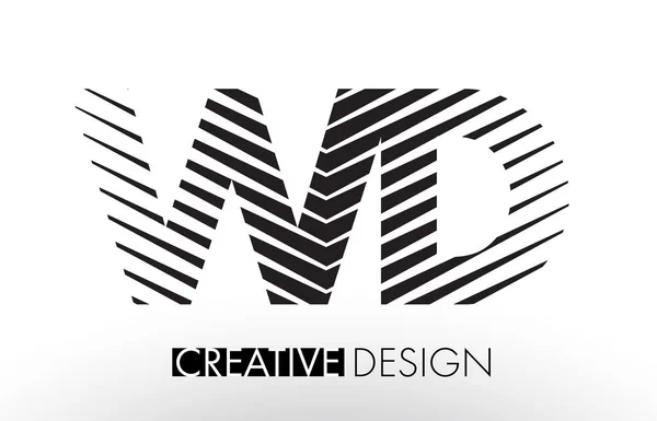 Diseño de letras WD W D Lines con cebra creativa y elegante — Vector de stock