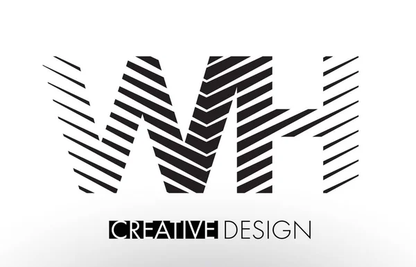 WH W H Lines Letter Design com Zebra elegante criativo — Vetor de Stock