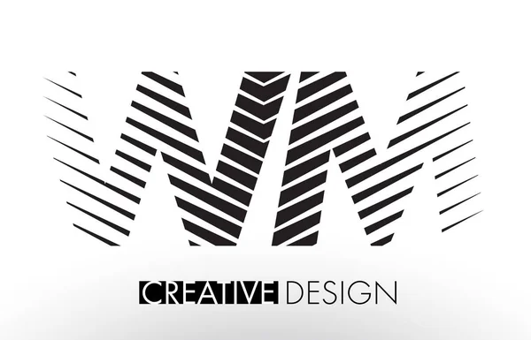 WM W M Lines Letter Design com Zebra elegante criativo — Vetor de Stock