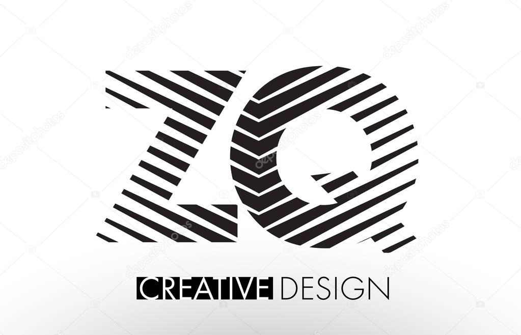 ZQ Z Q Lines Letter Design with Creative Elegant Zebra Vector Illustration.