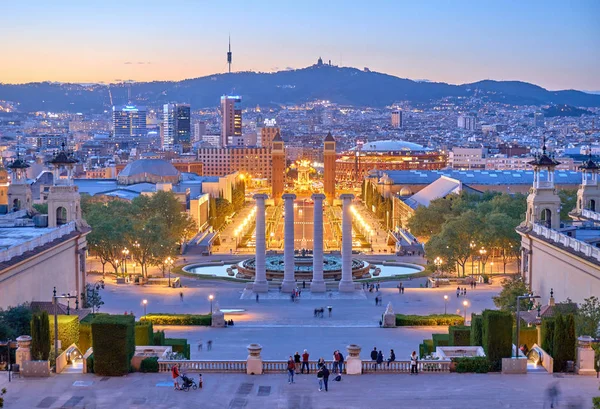 Barcelona Piazza d espanya Blick von der Treppe des Palau Nacional. — Stockfoto