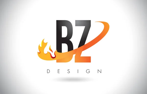 Вада B логотип літера Z з вогнем вигадки дизайн і помаранчевий галочка. — стоковий вектор