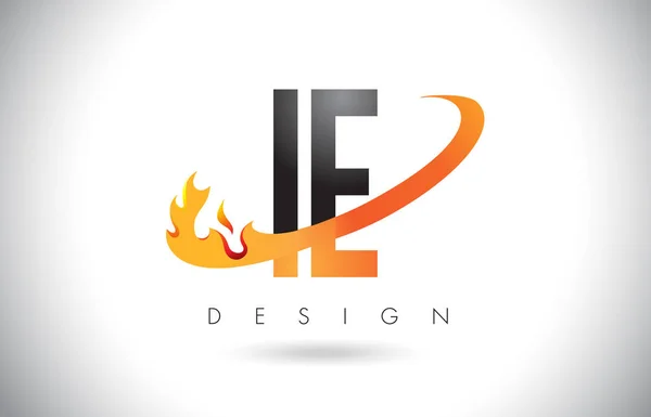 Dh i e Brief-Logo mit Feuerflammen-Design und orangefarbenem Swoosh. — Stockvektor