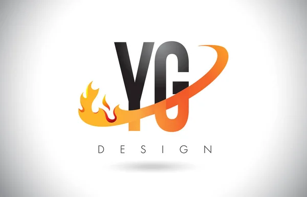 オレンジ色のシューッという音し、火と Yg Y G 文字ロゴの炎デザイン. — ストックベクタ