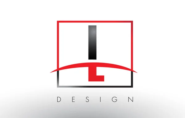 L Logo lettere con colori rosso e nero e Swoosh . — Vettoriale Stock