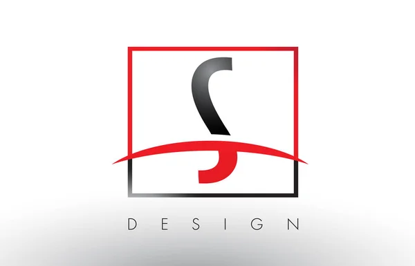 Huruf S Logo dengan Warna Merah dan Hitam dan Swoosh . - Stok Vektor