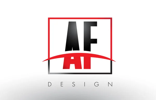 AF A F Logo Cartas con colores rojo y negro y Swoosh . — Archivo Imágenes Vectoriales