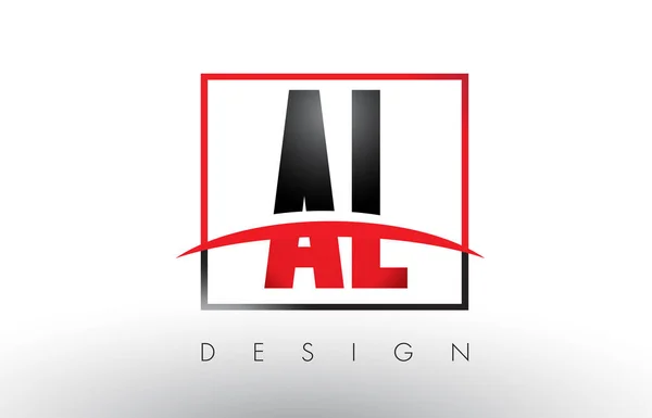 Al L Logo litery z czerwone i czarne kolory i Swoosh. — Wektor stockowy