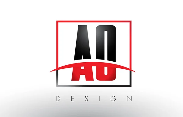 Ao O Logo litery z czerwone i czarne kolory i Swoosh. — Wektor stockowy
