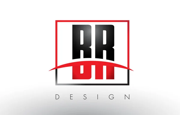 BR B R Lettres de logo avec des couleurs rouges et noires et Swoosh . — Image vectorielle