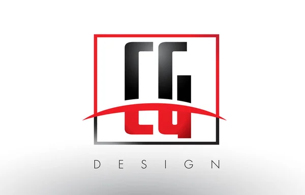 CG C G Logo Letters met rood en zwart kleuren en Swoosh. — Stockvector