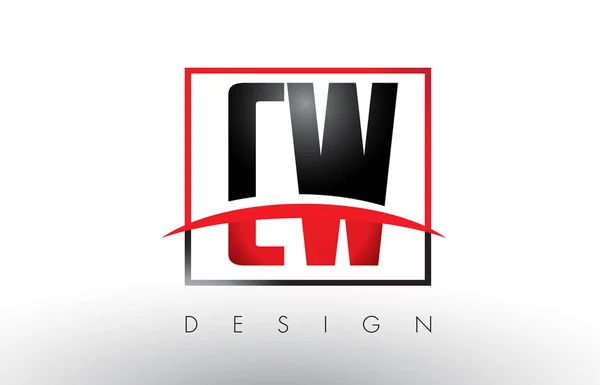 Lettres de logo CW C W avec des couleurs rouges et noires et Swoosh . — Image vectorielle