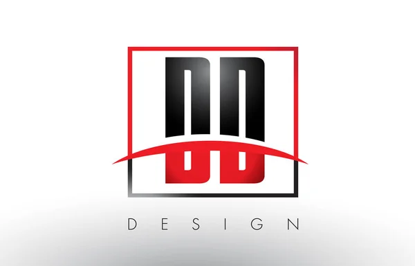 Lettere di logo DD D D con colori rosso e nero e Swoosh . — Vettoriale Stock