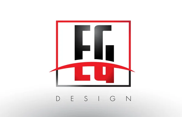 EG E G Logo Cartas con colores rojo y negro y Swoosh . — Archivo Imágenes Vectoriales