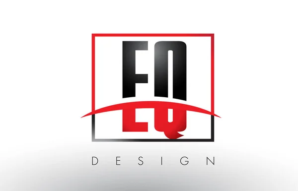 EQ E Q Logo dopisy s červené a černé barvy a Swoosh. — Stockový vektor