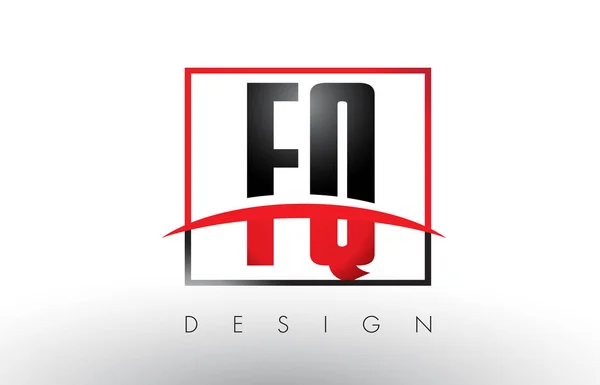 FQ F Q Logo Cartas con colores rojo y negro y Swoosh . — Archivo Imágenes Vectoriales