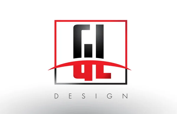 GL G L Letters with Red and Black Colors and Swoosh . — стоковый вектор