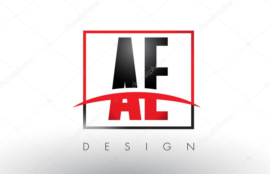 AE A D Logo Letters with Red and Black Colors and Swoosh. Creative Letter Design Vector.