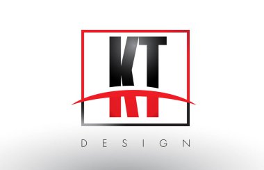 KT K T Logo harflerle kırmızı ve siyah renkler ve Swoosh.