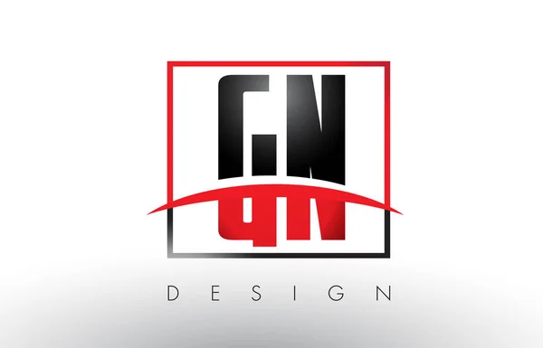 GN G N Logo Cartas con colores rojo y negro y Swoosh . — Archivo Imágenes Vectoriales