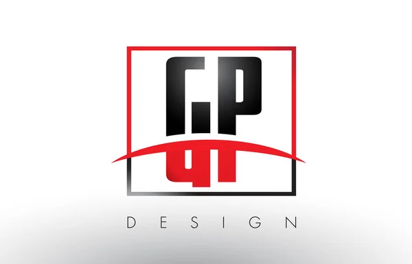 Lettere con logo GP G P con colori rosso e nero e Swoosh . — Vettoriale Stock