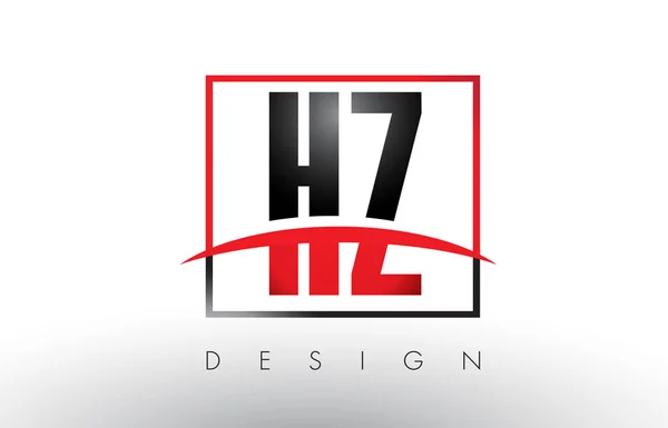 빨간색과 검은색 있는 Hz H Z 로고 문자 색상 및 Swoosh. — 스톡 벡터
