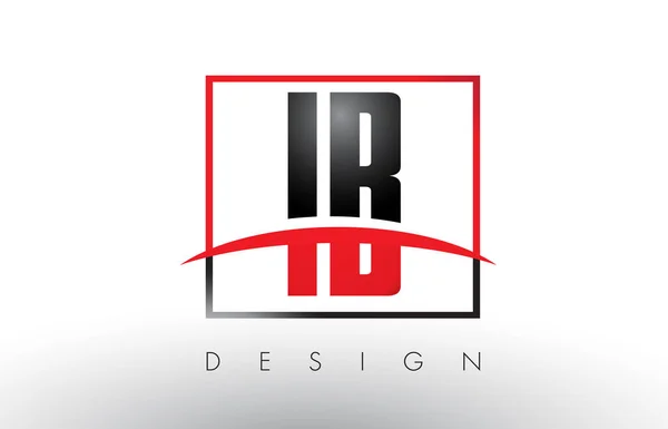 Ib i b Logo Buchstaben mit roten und schwarzen Farben und Swoosh. — Stockvektor