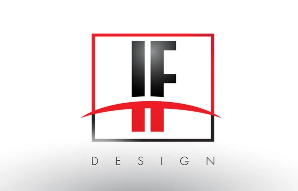 IF I F Logo Cartas con colores rojo y negro y Swoosh . — Vector de stock