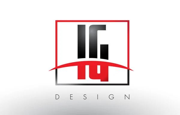 IG ik Q Logo Letters met rood en zwart kleuren en Swoosh. — Stockvector