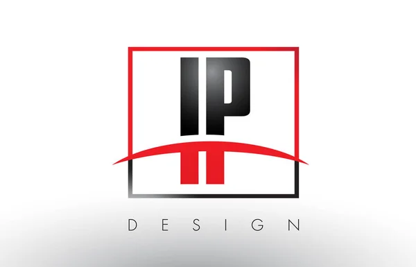 IP I P Lettres de logo avec des couleurs rouges et noires et Swoosh . — Image vectorielle