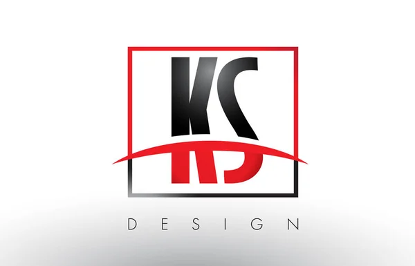 KS K S Lettres de logo avec des couleurs rouges et noires et Swoosh . — Image vectorielle