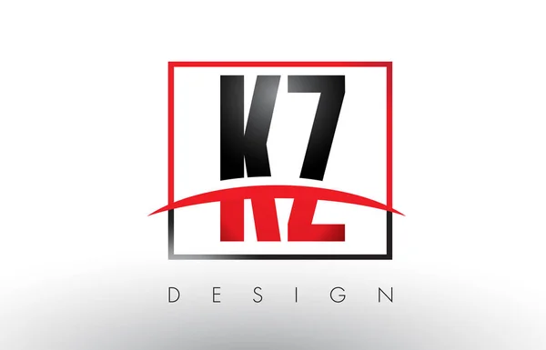KZ K Z Logo harflerle kırmızı ve siyah renkler ve Swoosh. — Stok Vektör