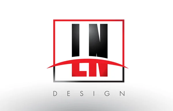 LN L N Logo Letras com cores vermelhas e pretas e Swoosh . — Vetor de Stock