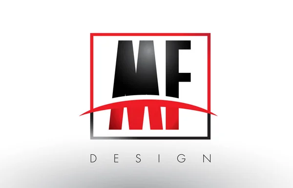 MF M F Logo Letters with Red and Black Colors and Swoosh. — Stock Vector