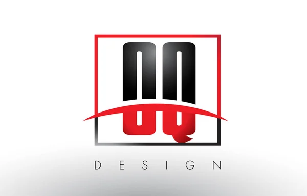 OQ O Q Logo Cartas con colores rojo y negro y Swoosh . — Archivo Imágenes Vectoriales