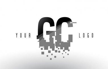 GC G C Pixel mektup Logo dijital siyah kareler paramparça 