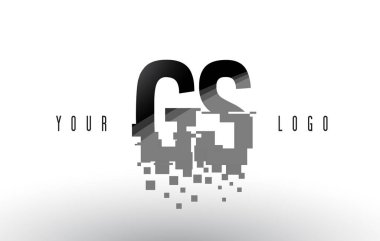 Siyah karelere GS G S piksel mektup Logo dijital paramparça 