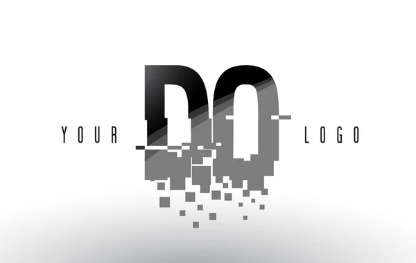 Do D O Pixel carta logotipo com Digital quebrado quadrados pretos — Vetor de Stock