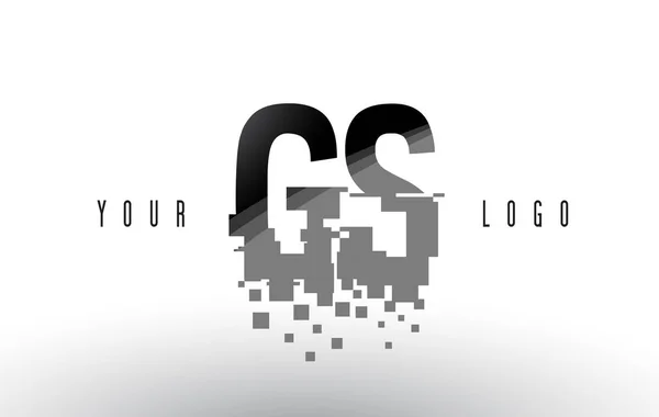 Logo lettre GS G S Pixel avec carrés noirs brisés numériques — Image vectorielle