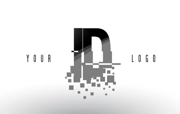 Id i d pixel letter logo mit digital zertrümmerten schwarzen Quadraten — Stockvektor