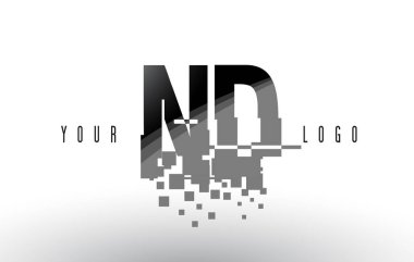 ND N D piksel mektup Logo dijital siyah kareler paramparça 