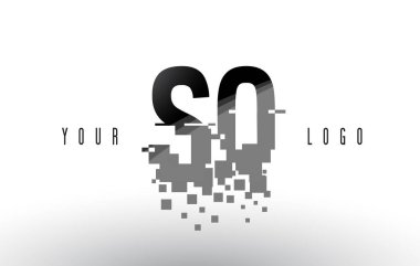 SQ S Q piksel mektup Logo dijital siyah kareler paramparça 