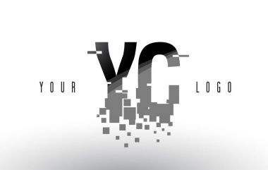 YC Y C Pixel mektup Logo dijital siyah kareler paramparça 